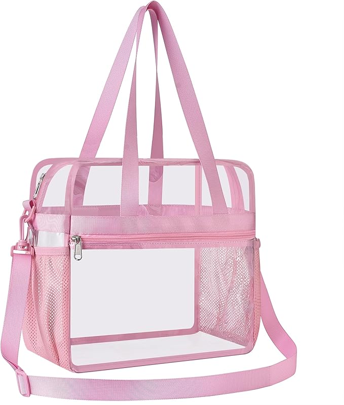 USPECLARE Clear Tote Stadium Approved, Security Travel & Gym Clear Bag for Work Sports Games Concerts