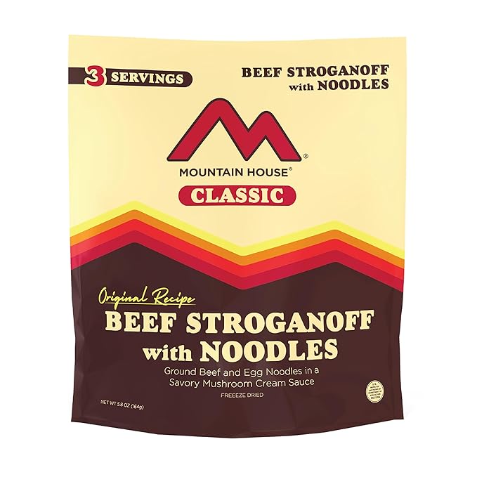 Mountain House Classic Beef Stroganoff with Noodles | Freeze Dried Backpacking & Camping Food | 4-Pack