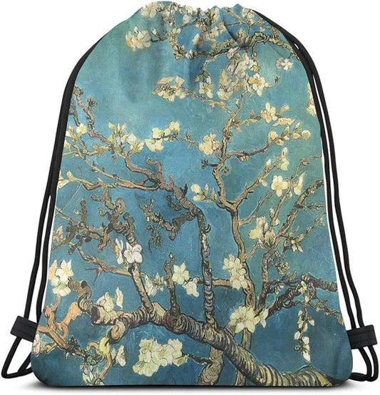 Blossoming Almond Tree Drawstring Backpack Water Resistant Lightweight Gym Sackpack For Hiking Yoga Gym Swimming Travel Beach