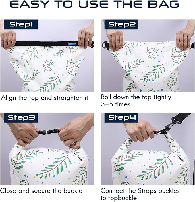 Haimont Waterproof Dry Bag Floating Dry Sack Roll Top Drybag Backpack for Kayaking, Rafting, Boating, Fishing with IPX8 Waterproof Phone Case, Palm Leaves, 20L