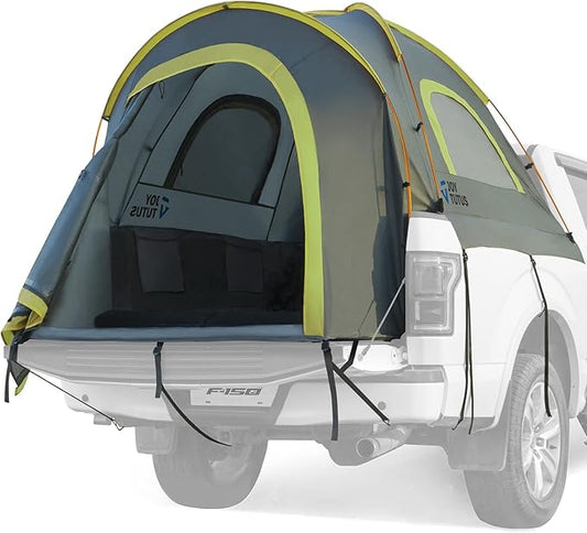 JOYTUTUS Pickup Truck Tent 2.0, Waterproof PU2000mm Double Layer for 2 Person, Portable Truck Bed Tent with Rainfly, 5.5'-6' Camping Preferred - Green, Aluminum Poles