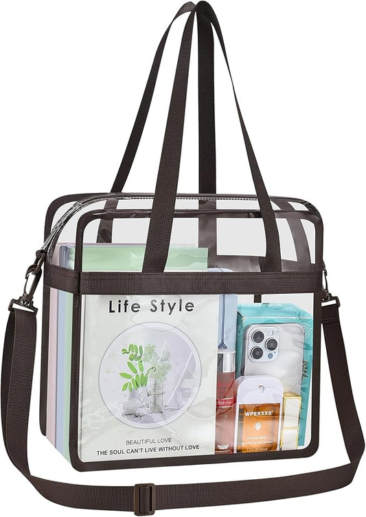 USPECLARE Clear Tote Stadium Approved, Security Travel & Gym Clear Bag for Work Sports Games Concerts