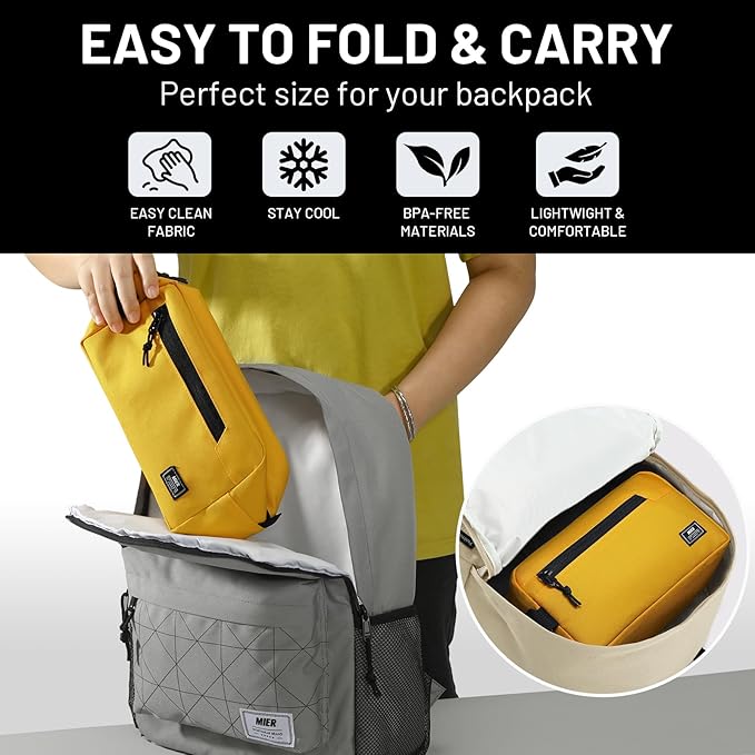 MIER Freezable Snack Bags Small Frozen Mini Cooler Lunch Bag Freezer Insulated Pouch for Adults Work Travel On-The-go,Yellow