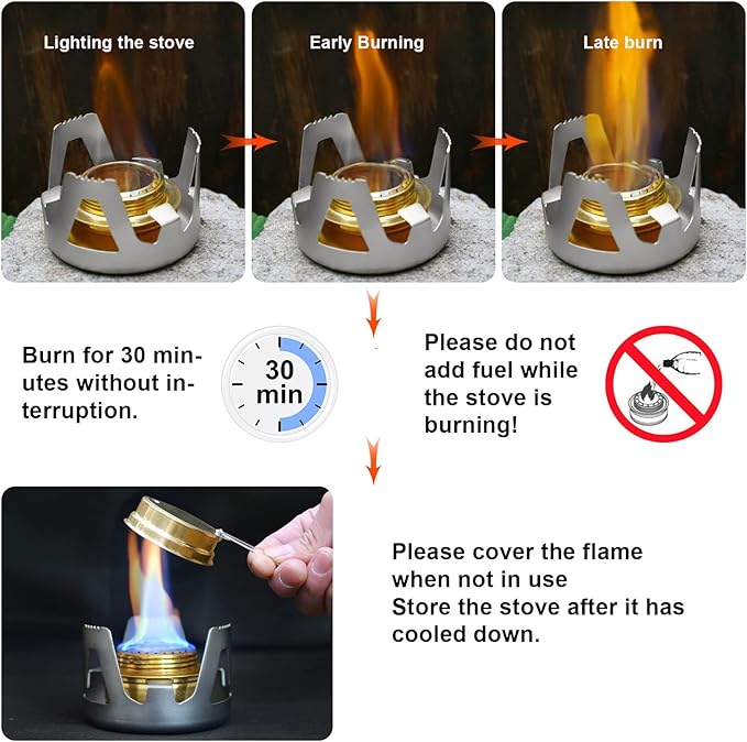 KOMCLUB Mini Alcohol Stove for Backpacking Portable Alcohol Stove Spirit Burner Ultralight Camping Mini Camp Stove Cookware Set Outdoor Camping Hiking Backpacking Picnic