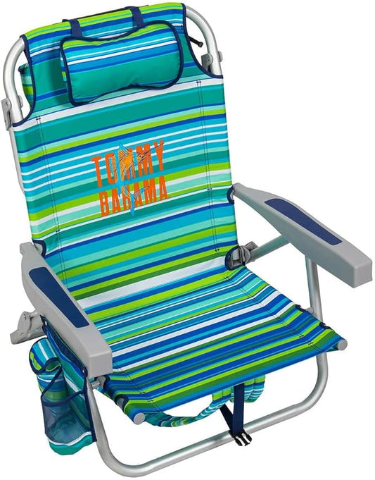 Tommy Bahama 5 Position Beach Chair (Green Stripes)