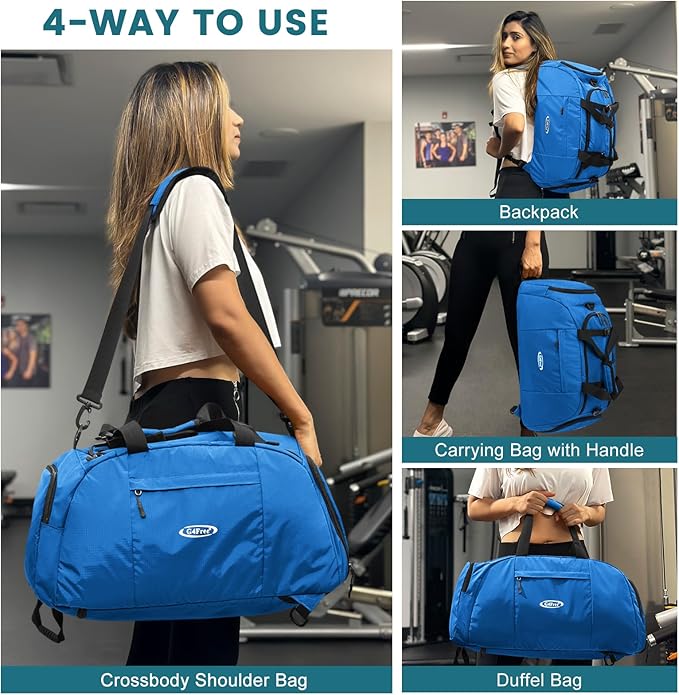 G4Free 40L 3-Way Duffle Bag Backpack Gym Bag for Men Women Sports Duffel Bag with Shoe Compartment Travel Backpack Luggage