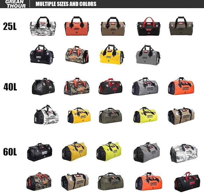 Motorcycle Dry Bag - Waterproof Motorcycle Duffle & Luggage Tail Bag Saddle Bags with Roll Top Closure, Large Storage Space，for Motorcycle Back Seat(Orange, 25L)