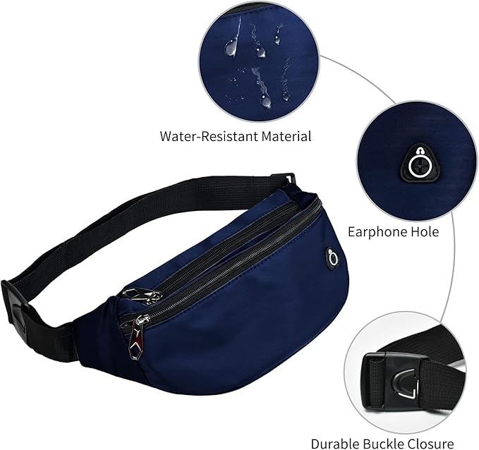 Fanny Pack for Men Women, Waterproof Sports Waist Bag Pack, Belt Bag for Travel Hiking Running