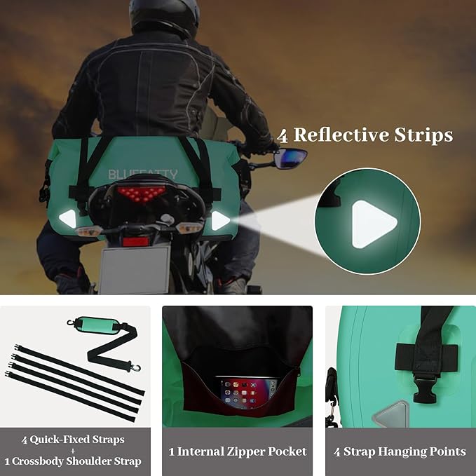 Large Waterproof Duffel Bag Roll-top Heavy Duty Dry Duffle Bags for Motorcycling, Rafting, Boating, SUP, Kayaking, Travel, 70L(Ocean Green)