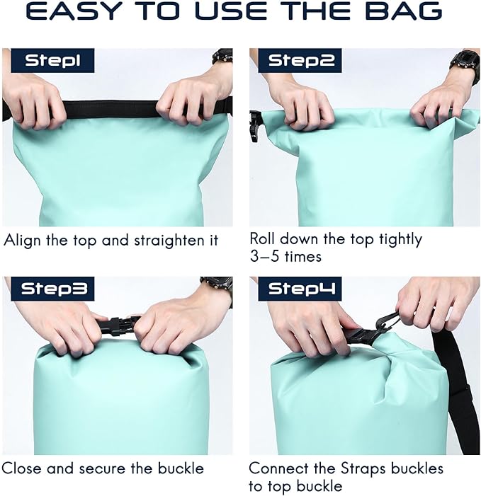 Haimont Waterproof Dry Bag Floating Dry Sack Roll Top Drybag Backpack for Kayaking, Rafting, Boating, Fishing with IPX8 Waterproof Phone Case, Aqua Green, 20L