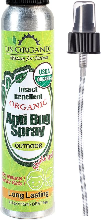 US Organic Organic Mosquito Repellent Anti Bug Outdoor Pump Sprays, 4 Ounces, Certified Organic, Proven Results by lab Testing, deet-Free