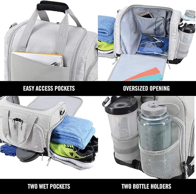 Ultimate Gym Bag 2.0: The Durable Crowdsource Designed Duffel Bag with 10 Optimal Compartments Including Water Resistant Pouch