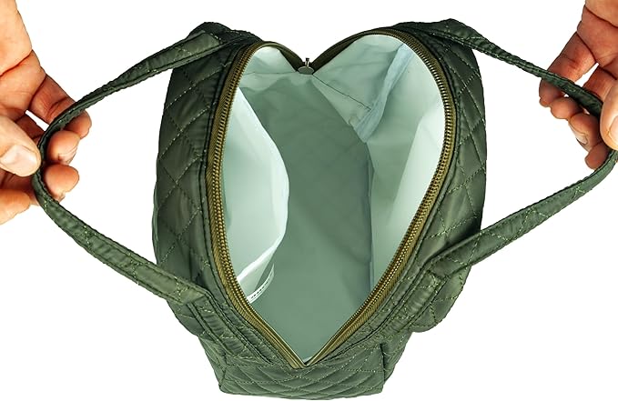 Machine Washable Women Quilted Fabric Insulated Reusable Cooler Lunch Bag Tote Adult Thermal Lunch Box Storage Bag for Ｗork (Green)