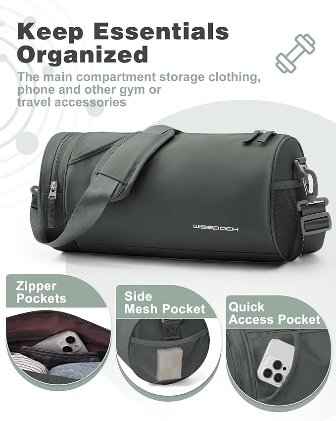 Small Gym Bag for Women,Waterproof Workout Bag Mini Duffle Bag Womens Spotrs Gym Bags Small Travel Duffel Bag with Wet Pocket Carry on Weekender Bags for Dance Swimming,Gym,Yoga,Fitness Dark Green