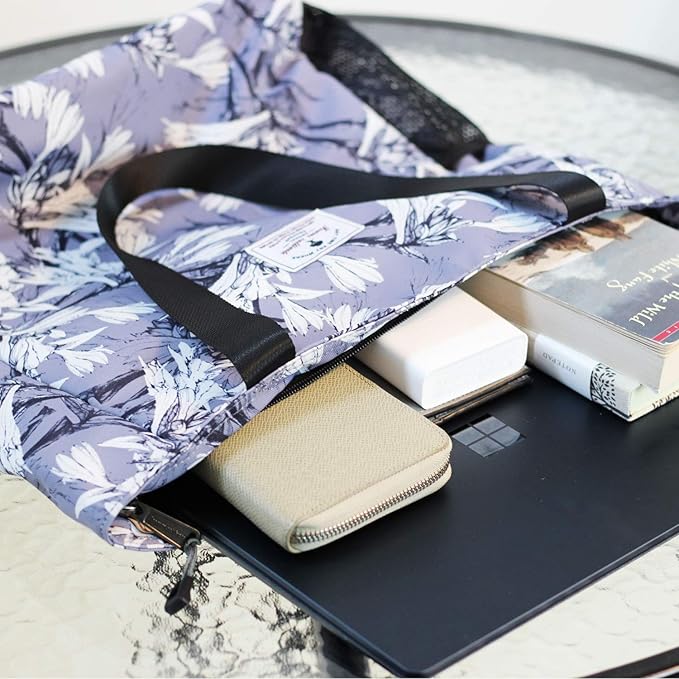 ESVAN Original Floral Water Resistant Large Tote Bag Shoulder Bag for Gym Beach Travel Daily Bags Upgraded