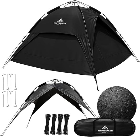 3-4 Person Camping Tent | Pop Up Tent & Fully Waterproof Camping Tent | Backpacking Tent with Fly Screen & Portable Easy Set Up, Lightweight for Backpacking, Hiking Picnic