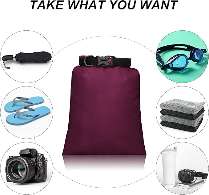 Waterproof Dry Bag Set 15 L+ 8 L +5 L+4 L+3 L+ 2 L Lightweight Sacks and Long Adjustable Shoulder Strap for Kayaking, Rafting, Boating, Hiking, Camping (Dark Colors,6 Pcs)