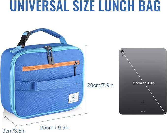 Genteen Lunch Box Kids,Insulated Lunch Bag Kids Boys Girls,Soft Bag Small Cooler Back to School Thermal Meal Tote Kit Lunch Box for School,Work,Outdoor (Blue)