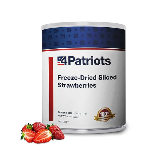 4Patriots Freeze-Dried Sliced Strawberries #10 Can: Designed to Last 30 Years, 18 Servings