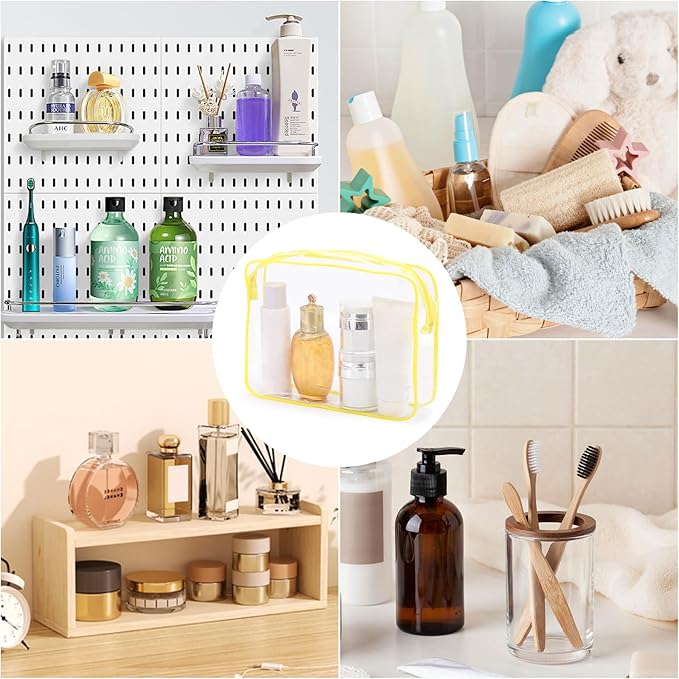 Tbestmax 10 Pack Clear Cosmetic Bags Makeup Bags Portable Waterproof TSA Approved Travel Toiletry Bags Organizer