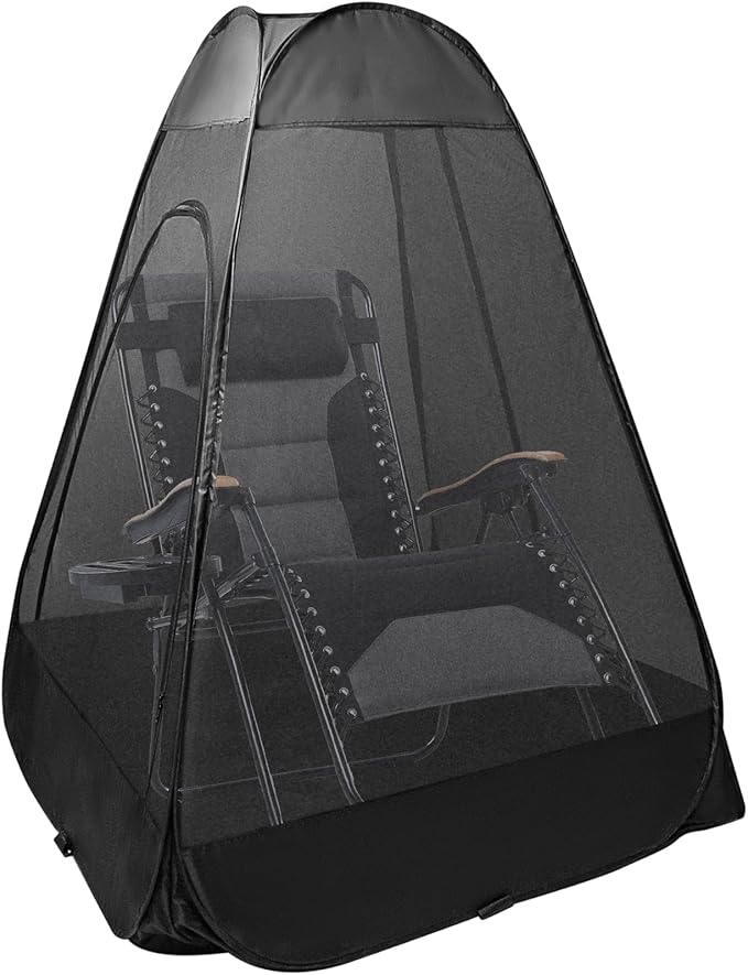 1-Person Camping Chair Pop up Tent, 47"x47"x59" See Through Single Mesh Tent Bugs Barrier Mosquito Net 2 Zipper Doors Outdoor Sports Pod Shelter with Bag for Fishing, Not Included Chair