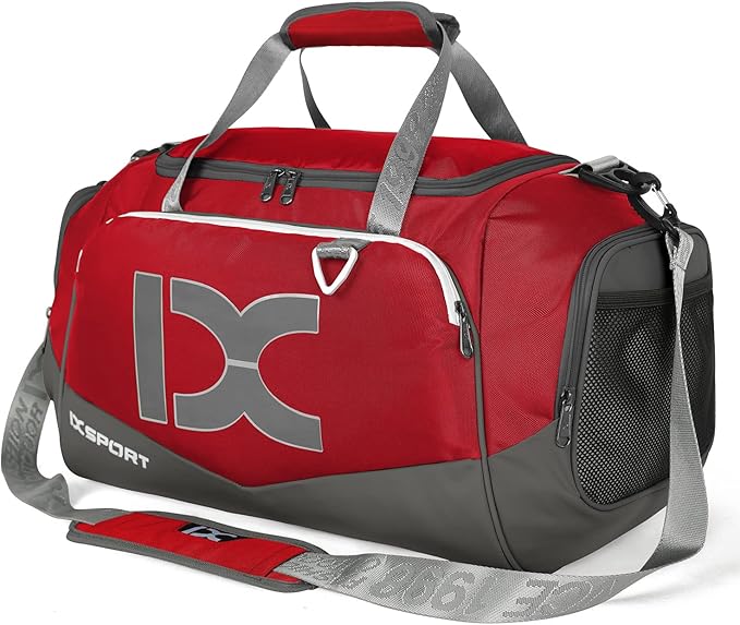Sports Gym Bag，INOXTO Travel Duffel Bag with Dry Wet Pocket And Shoe CompartmentFor Women and Men，40L/55L Fitness Waterproof Weekender Bag For Swim Sports Travel Working Out (Red, 40L)