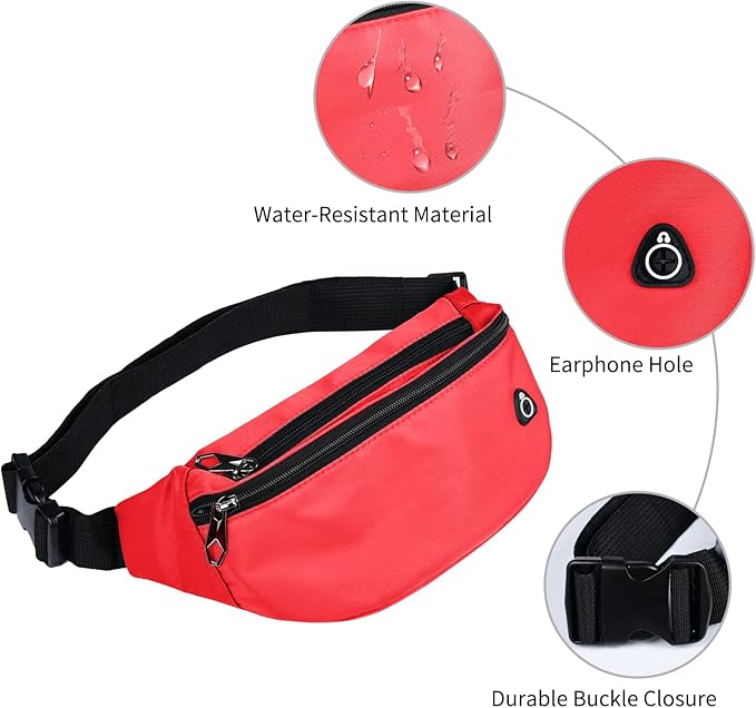 Fanny Pack for Men Women, Waterproof Sports Waist Bag Pack, Belt Bag for Travel Hiking Running