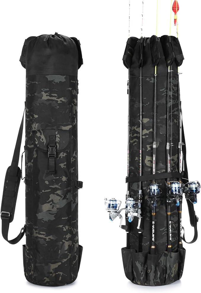 Wowelife Fishing Rod Carrier - Pole Bag Reel Organizer Case Storage for Gear, Travel - Gifts for Men, Family