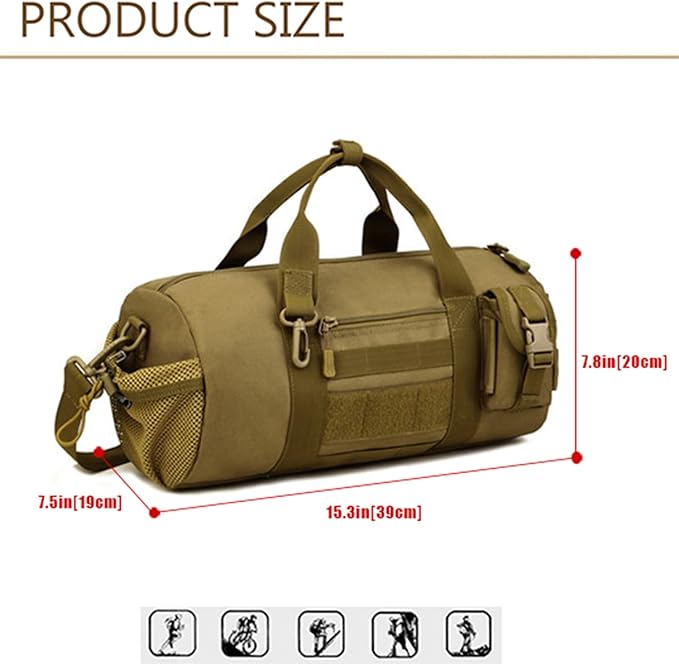Huntvp Tactical Duffle MOLLE Handbag Gear Military Travel Carry On Shoulder Bag Small Valise
