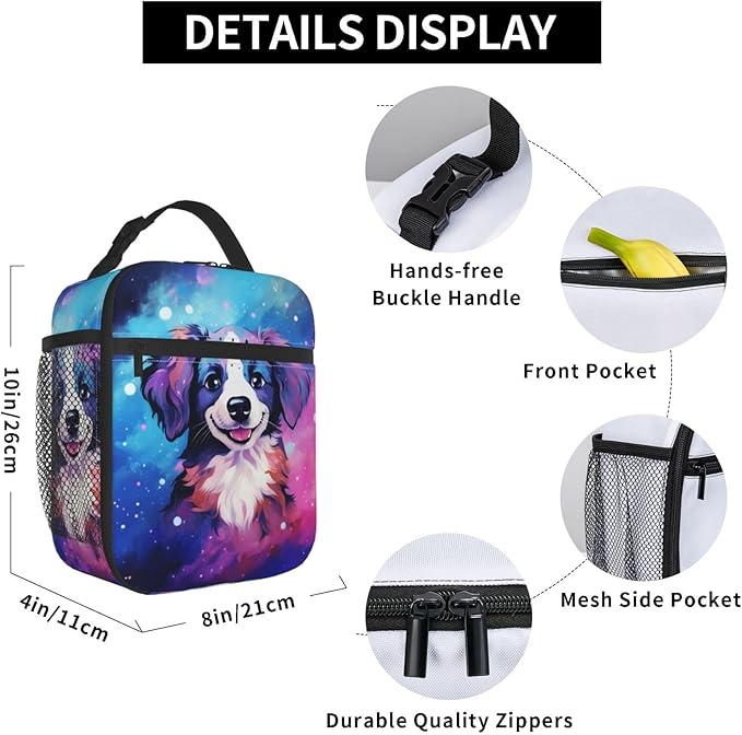 Galaxy Dog Printed Lunch Box for Kids Boys Girls, Cute Dog Animals Insulated Lunch Bag for Women Men, Leakproof Durable Lunch Cooler for School Work Picnic