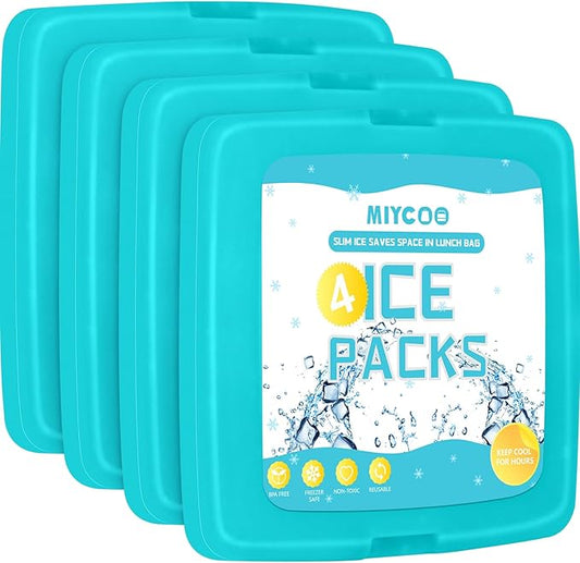 MIYCOO Ice Packs for Lunch Boxes & Lunch Bag - Quick Freeze Ice Pack Space Saving Freezer Packs - Reusable Slim Original Cool Pack - Cooler Accessories for Beach, Camping and Fishing