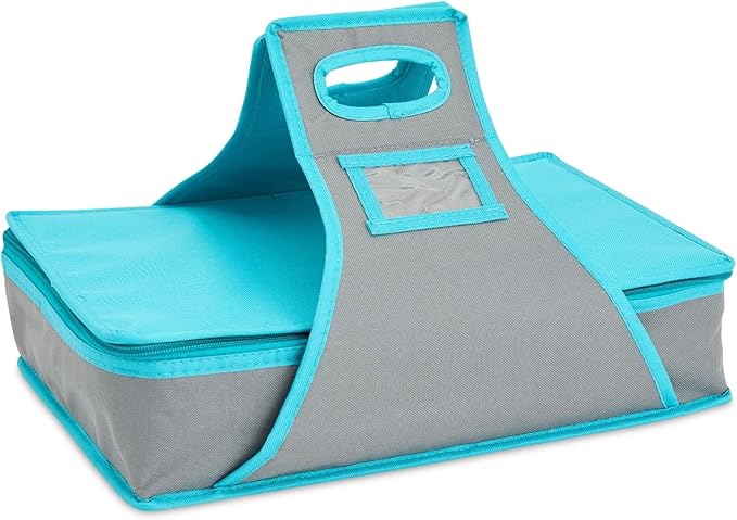 Juvale Thermal Insulated Casserole Carrier - Food Warmer Bag Container to Keep Food Hot for Lunch, Potluck Dish, Picnics, Pie, Transport (Teal and Gray, 16x10x4 in)