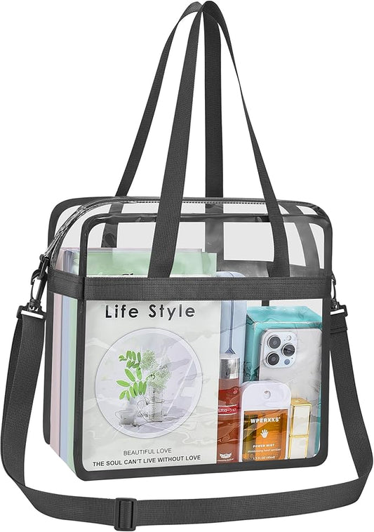 USPECLARE Clear Tote Stadium Approved, Security Travel & Gym Clear Bag for Work Sports Games Concerts