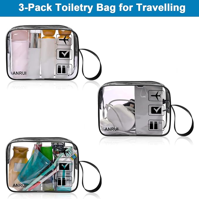 ANRUI Makeup Bags Clear Cosmetic Bag for Women Small Makeup Pouch for Girls/Kids Travel Toiletries Organizer Bags Waterproof Travel Liquids Storage Bags