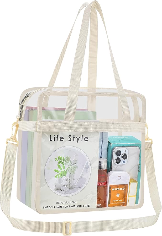 USPECLARE Clear Tote Stadium Approved, Security Travel & Gym Clear Bag for Work Sports Games Concerts