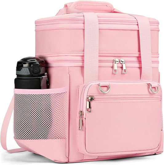 Insulated Lunch Box for Men/Women: Reusable Lunch Bag for Work Office Daytrip Picnic Beach - Leakproof Cooler Tote Bag Organizer for Adults - Pink