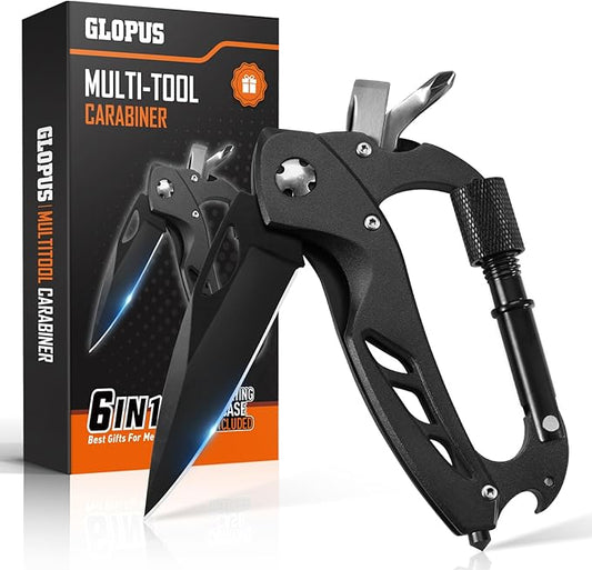 Fathers Day Dad Gifts from Daughter, Multitool Carabiner with Pocket Knife, EDC Gear with Folding Knives, Bottle Opener, Window Breaker And Screwdriver, Tactical Survival Gear for Camping And Hiking