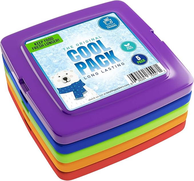 Healthy Packers Multi-Color Slim Long-Lasting Ice Packs for Lunch Box or Cooler Bag (5 pack)