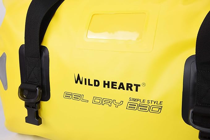 WILD HEART Waterproof Motorcycle Duffel Bag PVC500D Double-bottom With Rope Straps and Inner Pocket 40L 66L 100L for Kayaking, Camping, Boating,Motorcycle