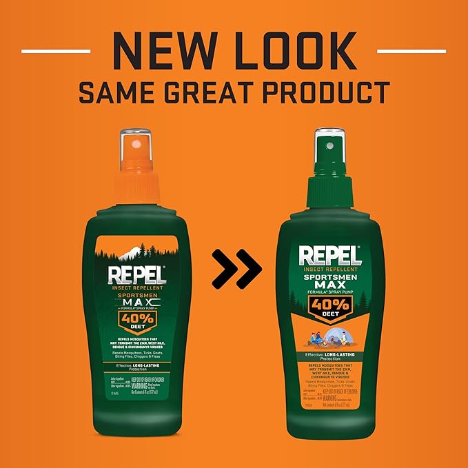 Repel Insect Repellent Sportsman Max Formula, Repels Mosquitoes, Ticks and Gnats, Effective Long-Lasting Protection, 40% DEET (Aerosol) 6 fl Ounce (Pack of 2)
