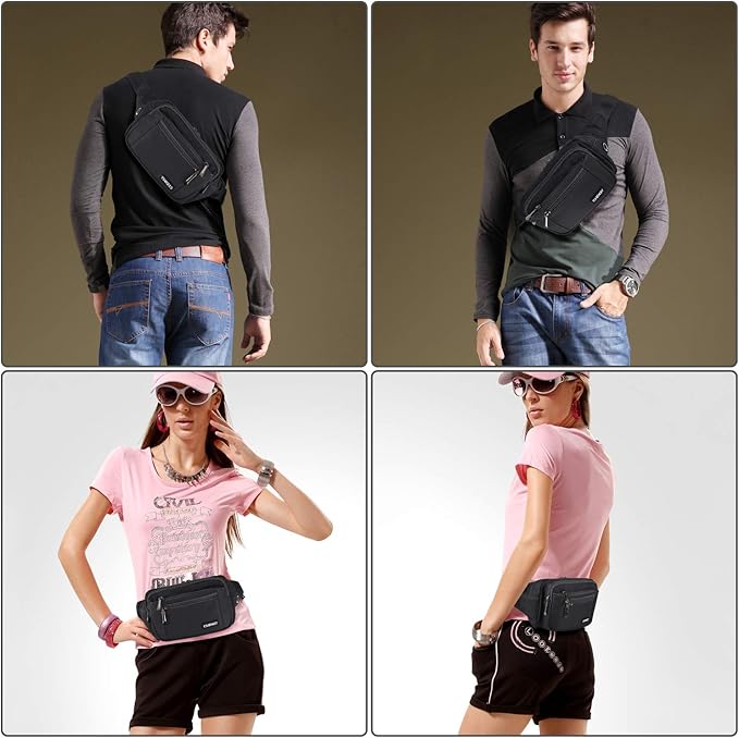 CXWMZY Fanny Packs For Women & Men Waist Pack Hip Bum Bag with Multi-Pockets Large Capacity Waterproof Casual Bum Bag for Disney Traveling Casual Cycling Running Hiking (Camo Black)