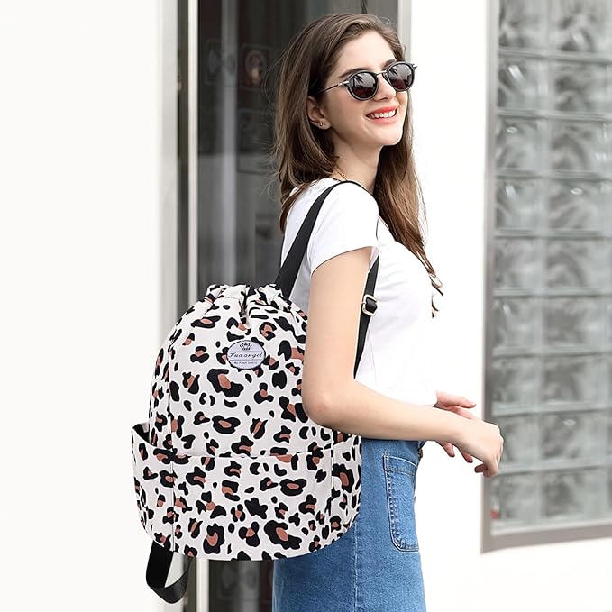 HUA ANGEL Floral Print Drawstring Bag - Lightweight Waterproof Cinch Sackpack with Side Pocket for Men & Women Travel Gym Bag