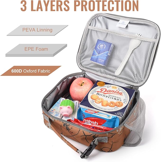 Genteen Lunch Box Kids, Prints Insulated Lunch Bag Kids Boys Girls,Soft Bag Mini Cooler Back to School Thermal Meal Tote Kit Lunch Box for School,Work,Outdoor (Dino)