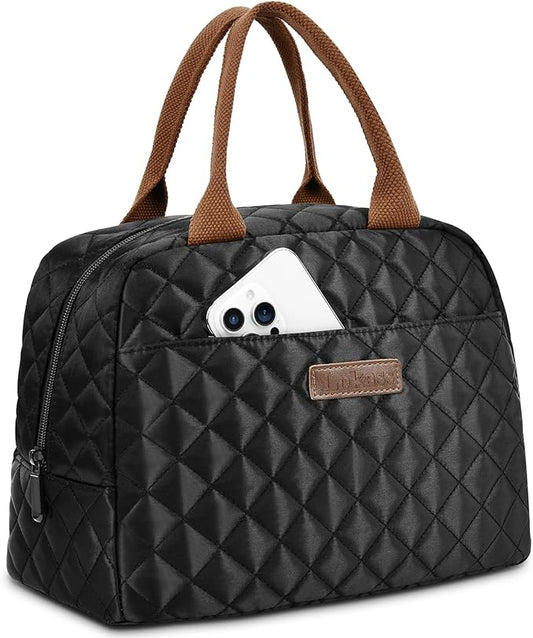 LOKASS Lunch Bag for Women/Men-Insulated Adults Lunch Box with Front Pocket- Small Cute Lunch Tote for Work-Reusable Cooler Bag for Office Picnic Beach or Travel