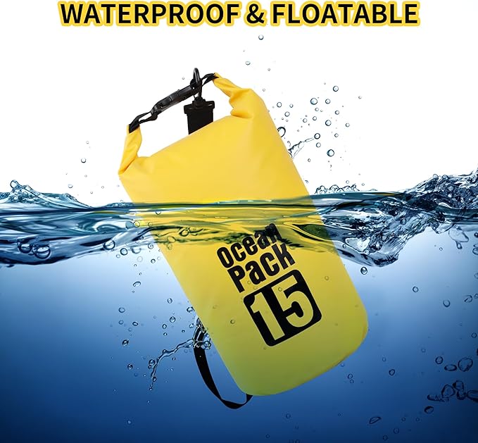 Dry Bag Waterproof for Women Men,20L Rolled Lightweight Dry Storage Bag Backpack with Phone Case for Travel,Swimming,Boating, Kayaking,Camping & Beach,Yellow