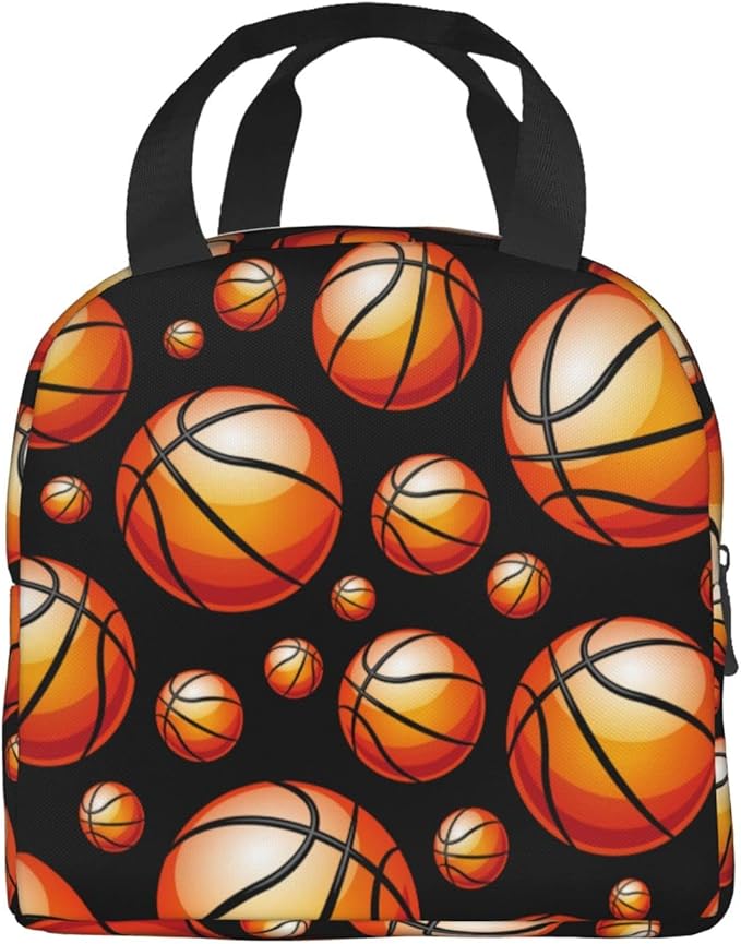 VOOHDDY Fun Basketball Ball Insulated Lunch Bag For Men Women Reusable Lunch Box Container Waterproof Portable Cooler Thermal Tote Bag For Work Office Picnic Beach Travel