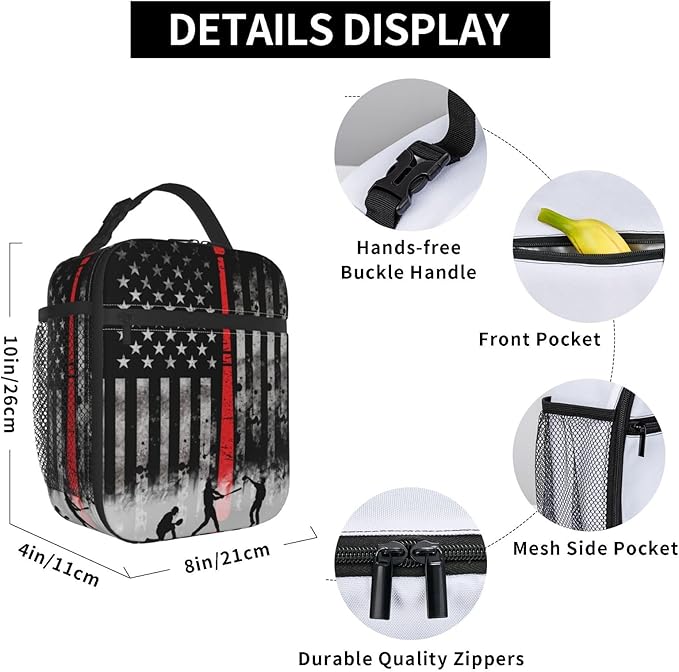 Baseball Lunch Bag Insulated Reusable Lunch Box Thermal Cooler Tote For Men Women Work Travel Picnic Hiking