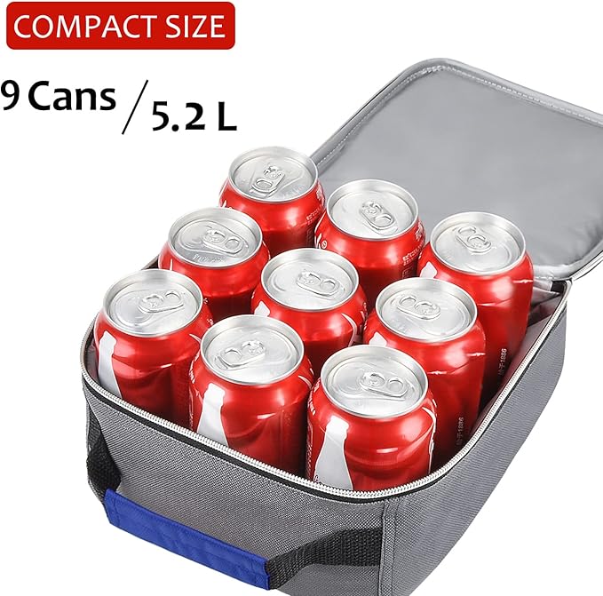 Insulated Lunch Box for Men Women, Portable Thermal Small Lunch Bag for Office Work Picnic, Reusable Compact Lunchbox Cooler Tote for Adults,Blue