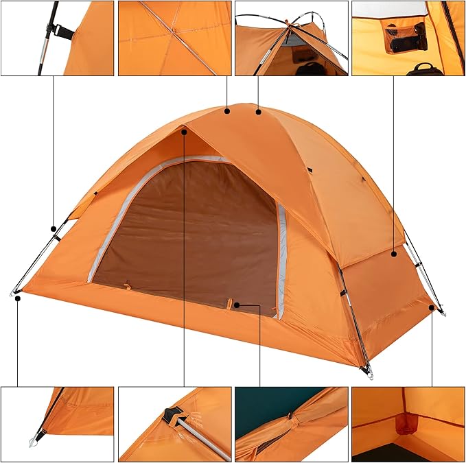Vela Camping Tent for 2 Person, 4 Person, 6 Person - Waterproof Two Person Tents for Camping, Small Easy Up Tent for Family, Outdoor, Kids, Scouts in All Weather and All Season by Clostnature