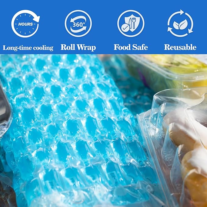 Flexible Ice Film Ice Packs for Cooler Freezer Lunch Boxes Reusable Long Lasting (Blue)